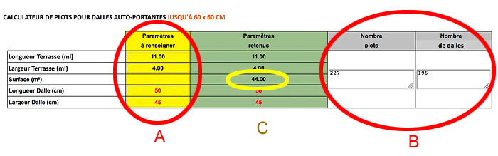 calculateur terrasse plots